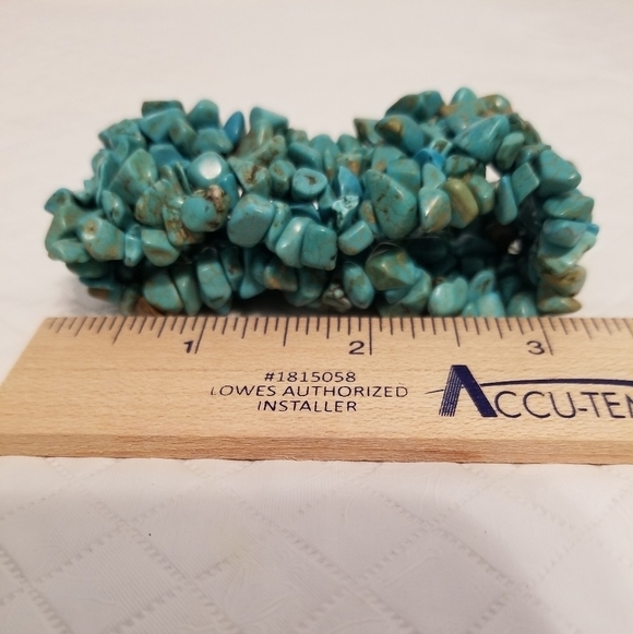 Vintage natural Turquoise chip stretchy bracelet 1.5 inch wide - Picture 4 of 5
